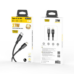 KABEL POLNILNI TYPE C LIGHTNING 27W DOLŽINA 1M ČRN