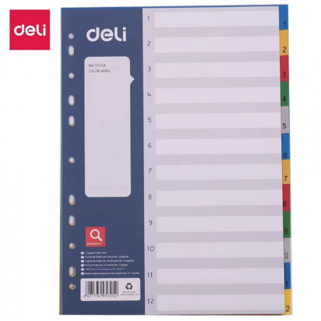 Ločilni barvni listi Deli A4, 1-12